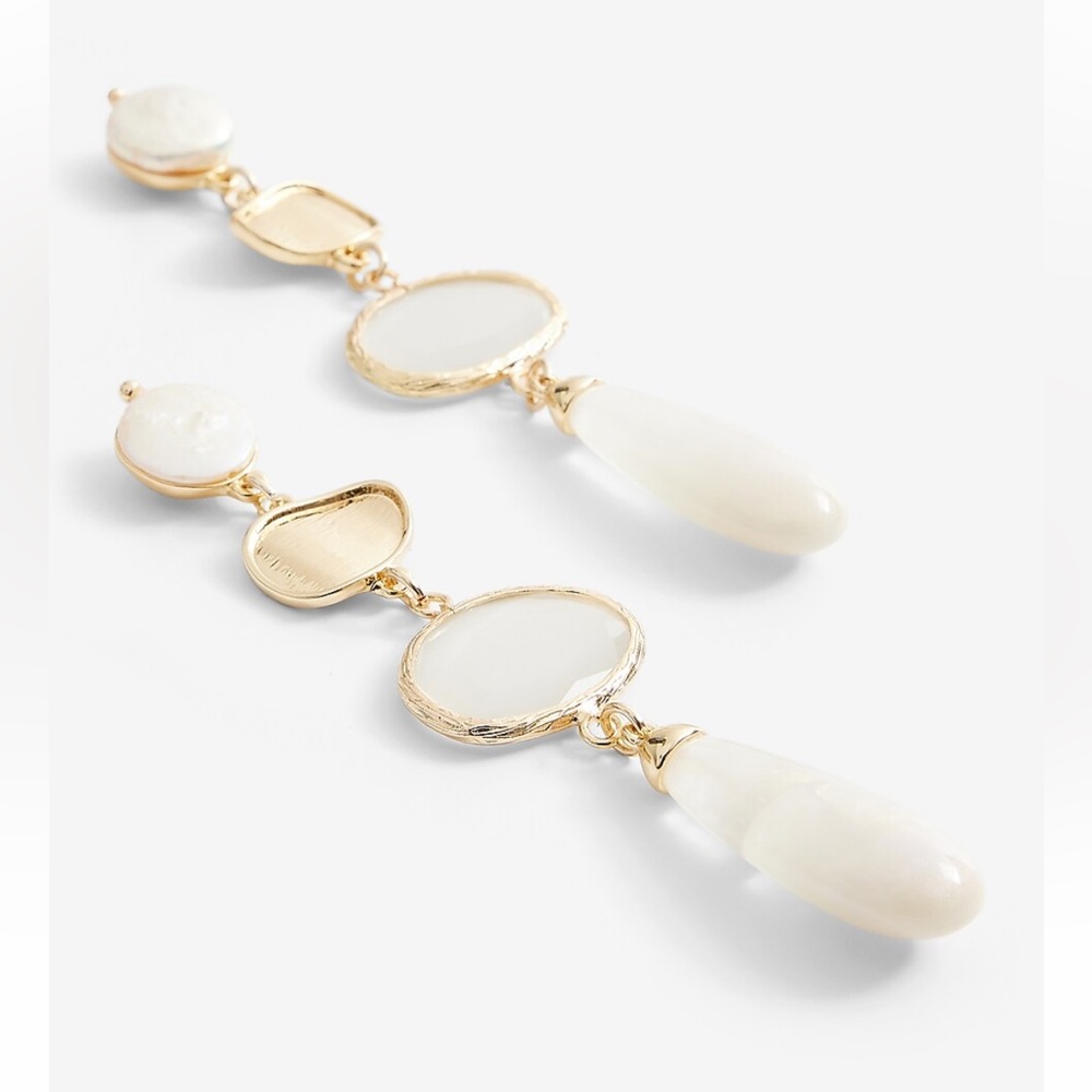 NWT Express White Stone Linear Drop Earrings